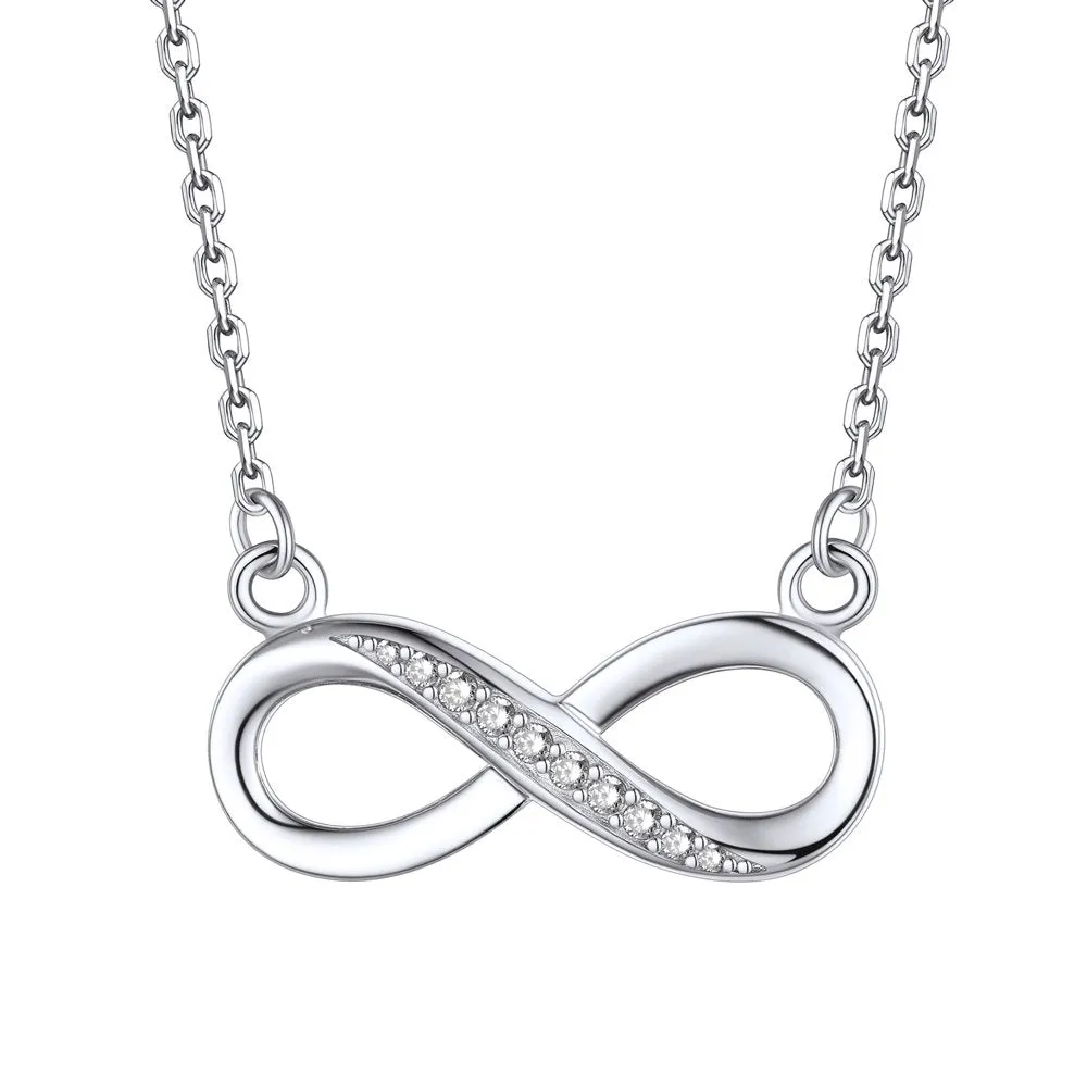 Infinity Pendant Necklace Sterling Silver Chain Necklace for Women Girls Eternity Love Infinity Jewelry for Mom Wife Daughter