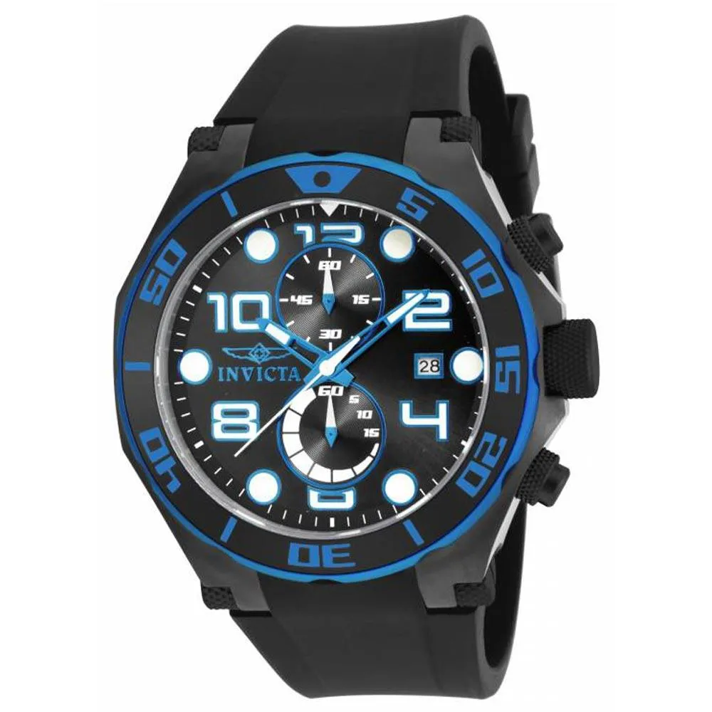 Invicta 17816 Men's Pro Diver Black Dial Black Rubber Strap Chronograph Watch