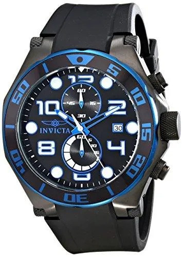 Invicta 17816 Men's Pro Diver Black Dial Black Rubber Strap Chronograph Watch