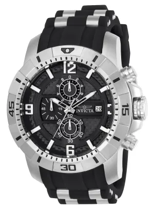 Invicta 24962 Men's Pro Diver Chrono Black Carbon Fiber Dial Steel & Black Silicone Strap Watch