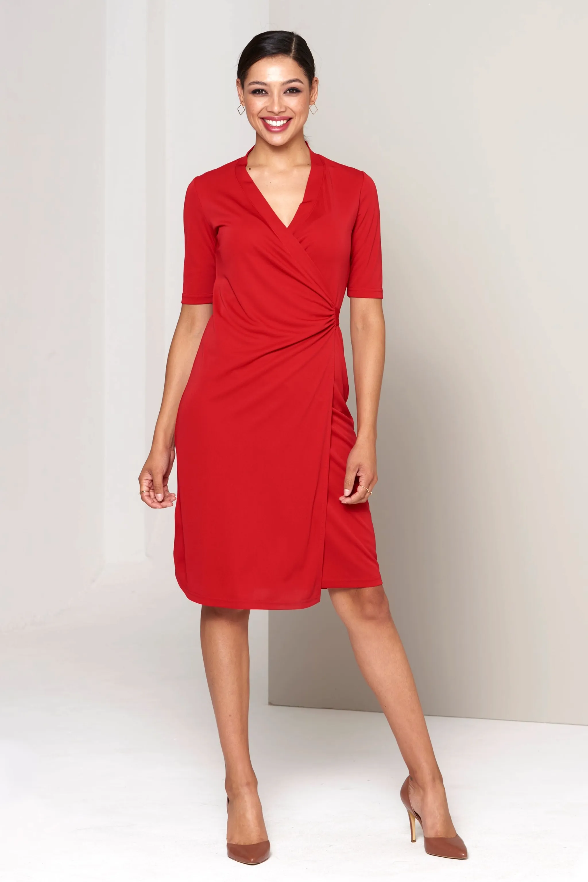 Jasmin wrap dress - red knit