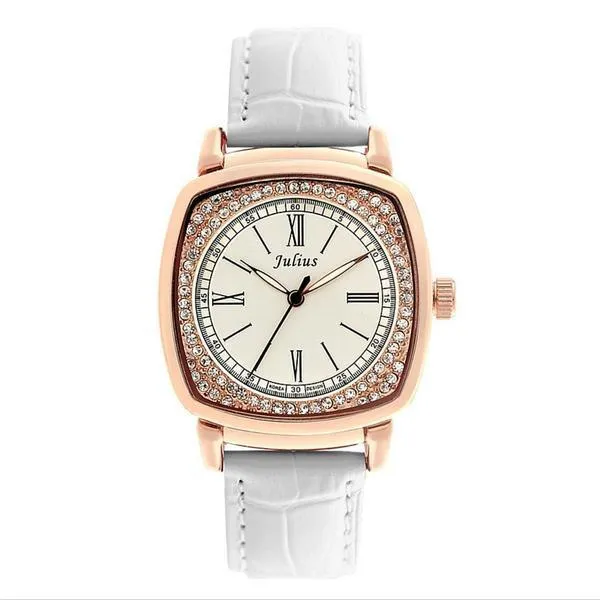 JS Glans Crystal Leather Women Watch