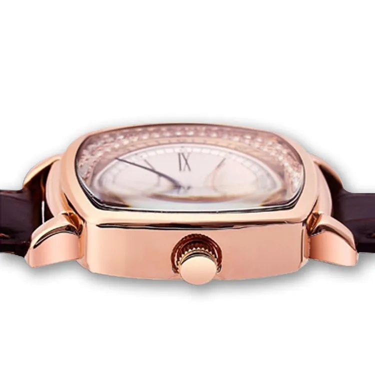 JS Glans Crystal Leather Women Watch