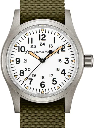 Khaki Field Mechanical Handwinding White 38 - Military Nylon Strap Ref. H69439411