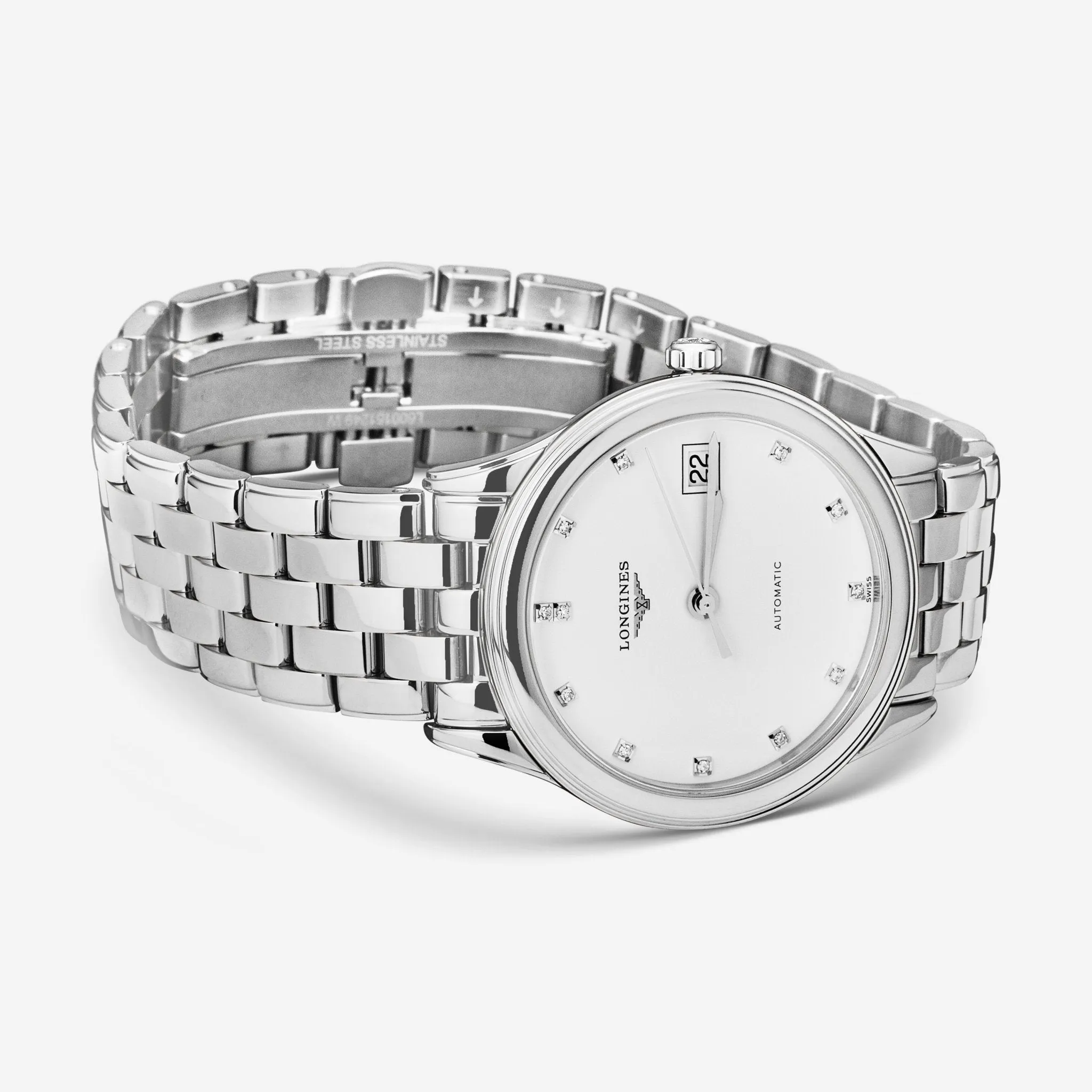 Longines Flagship Silver Dial Diamond Stainless Steel Automatic Ladies Watch L4.774.4.27.6