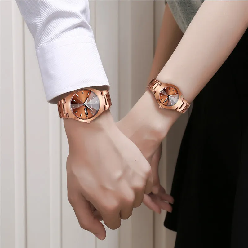 Luminous Steel Band Couple Student Watch