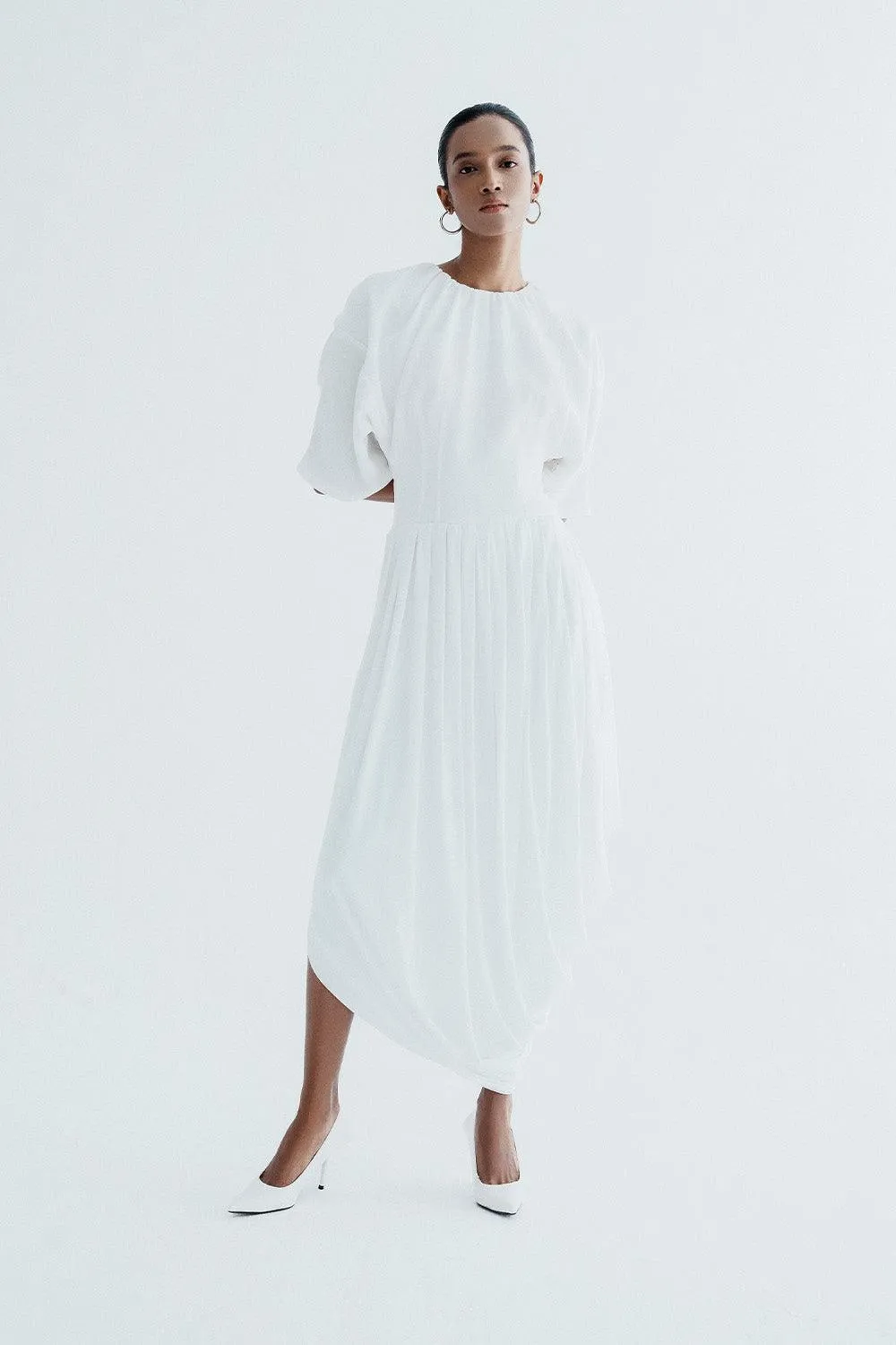 Margaret Asymmetric Round Neck Cotton Knitted Maxi Dress