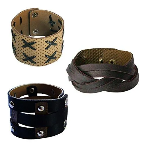 Mens Fashion Jewellery Stylish & Fancy Multicolor Combo Leather wristband Design Bracelet