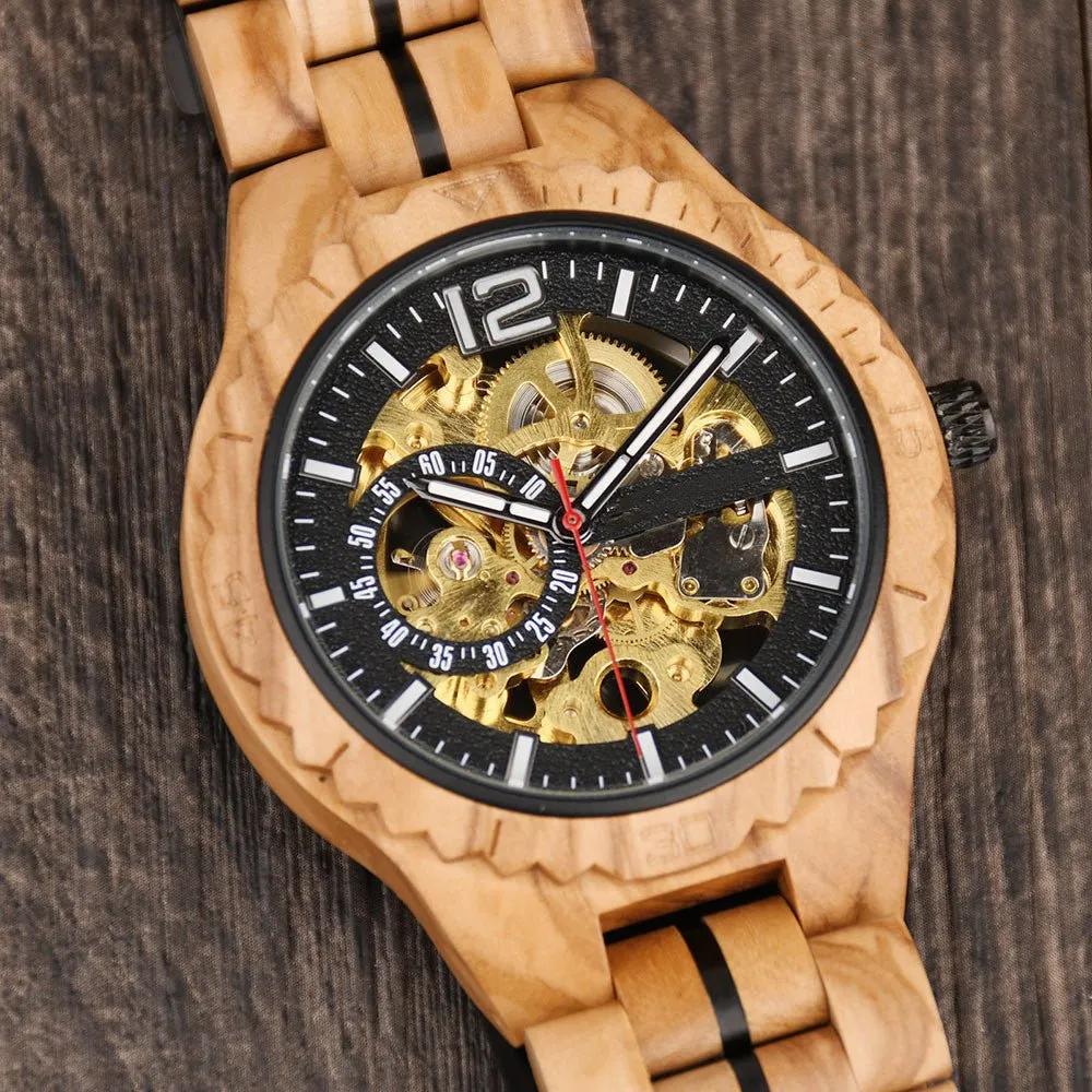 Men's Fully Automatic Wooden Mechanical Watch