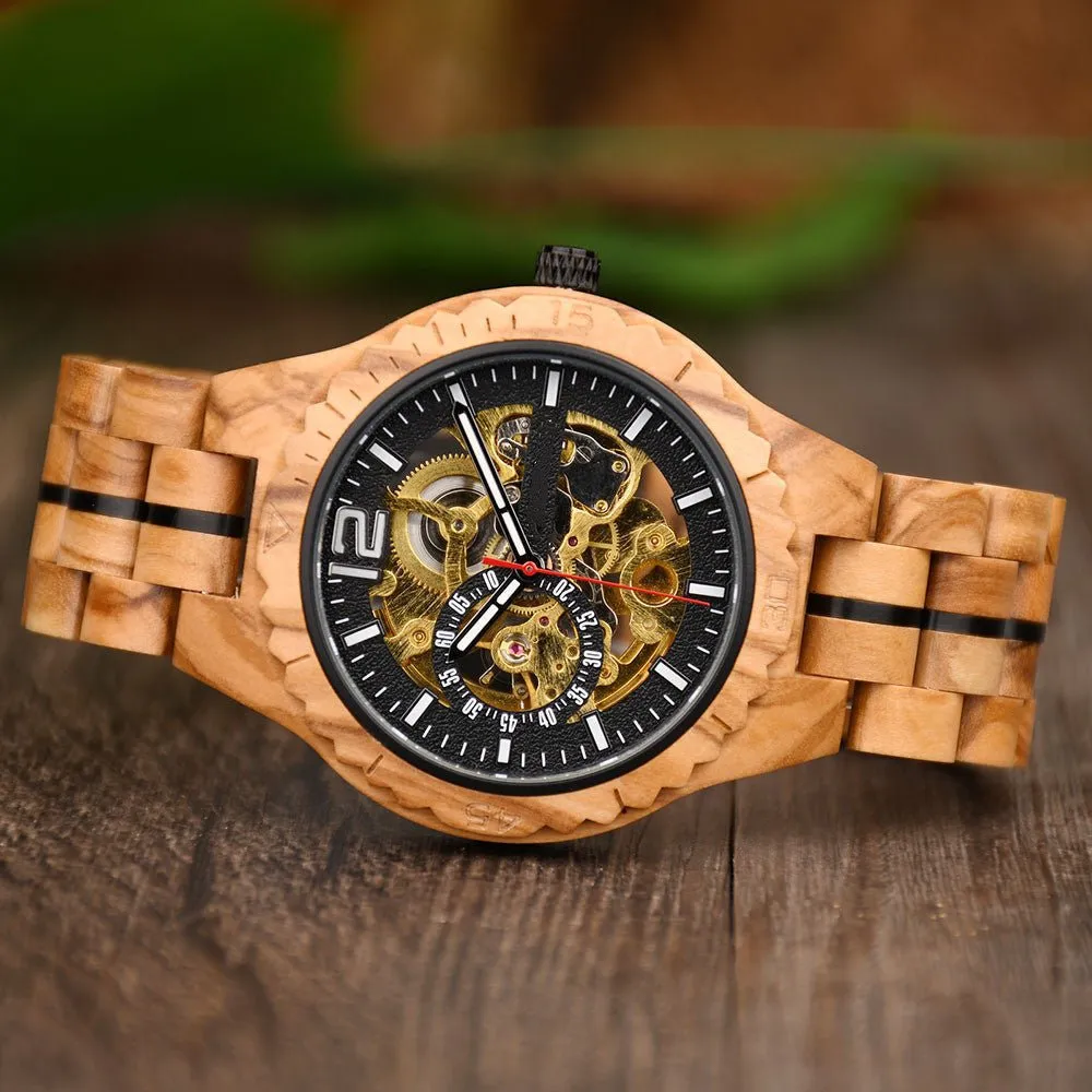 Men's Fully Automatic Wooden Mechanical Watch