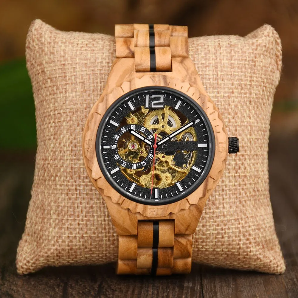 Men's Fully Automatic Wooden Mechanical Watch