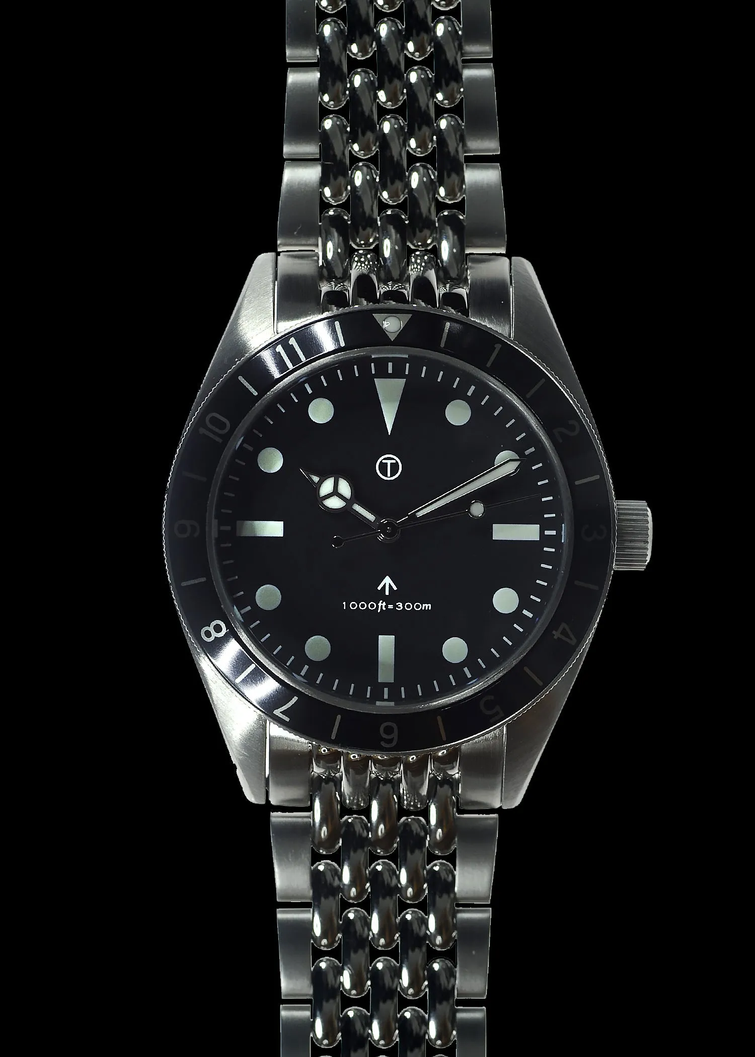 MWC Classic 1960s Pattern Dual Time Zone Divers Watch with Luminova and a Hybrid Mechanical/Quartz Movement on a Matching Steel Bracelet