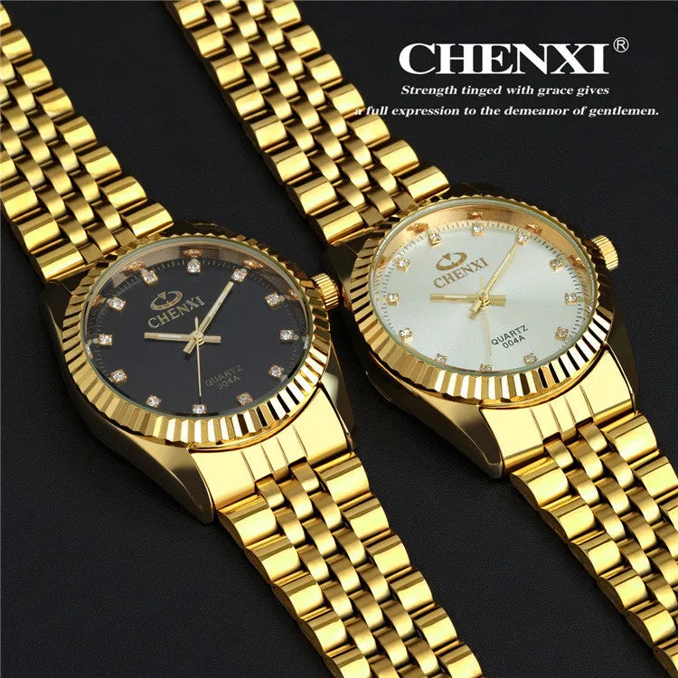 New CHENXI Gold fashion watches solid stainless steel bracelet brand men's watch clothing Waterproof sports Wristwatches