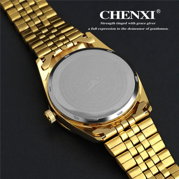 New CHENXI Gold fashion watches solid stainless steel bracelet brand men's watch clothing Waterproof sports Wristwatches