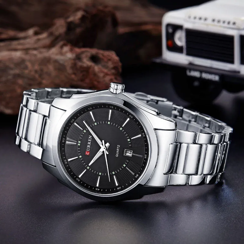 New Luxury Brand CURREN Casual Watches Men Quartz Watch Silver Full Steel Black Dial Waterproof Men's Sport Wristwatches