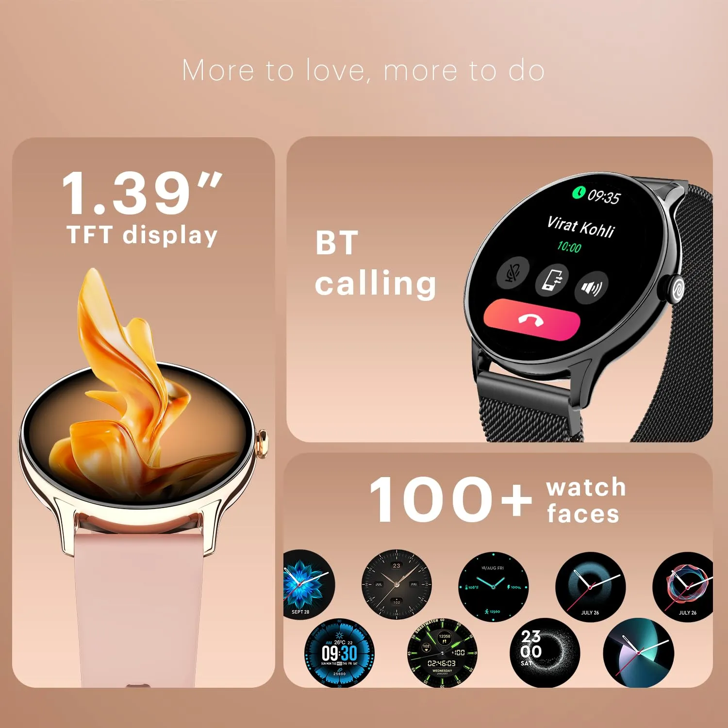 Noise Twist Go Round dial Smartwatch with BT Calling, 1.39" Display, Metal Build, 100  Watch Faces, IP68, Sleep Tracking, 100  Sports Modes, 24/7 Heart Rate Monitoring (Rose Pink)