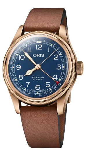 ORS Watch Big Crown Pointer Date Bronze Leather Blue