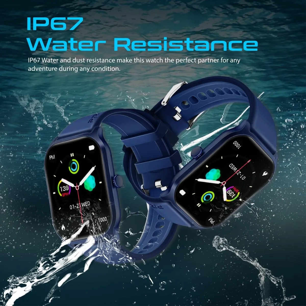 Promate Xwatch-B2 Smartwatch with 2.01” Ultra Large Display, BT Calling, 15 Days Battery Life, 123  Sports Modes, IP67 Water Proof, Smart Notifications, Real-time HR Monitor, 200  Watch Faces (Blue)