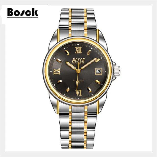 relogio BOSCK men's high-end luxury mechanical watch precision calendar waterproof business brand watches erkek kol saati, reloj