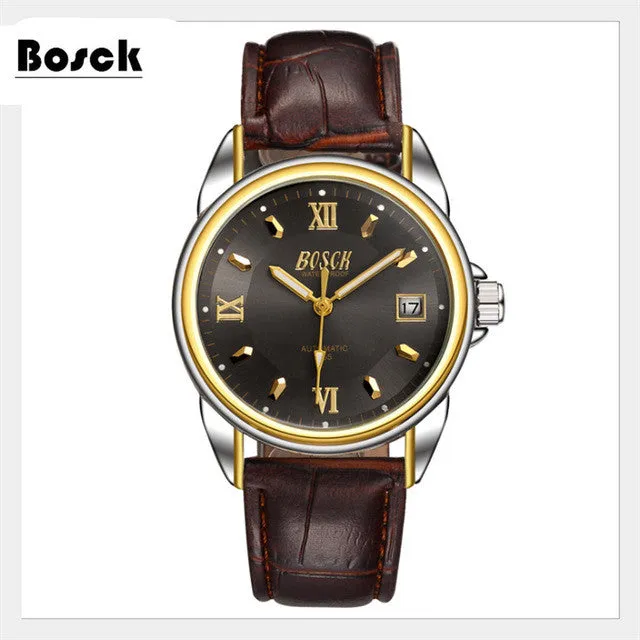 relogio BOSCK men's high-end luxury mechanical watch precision calendar waterproof business brand watches erkek kol saati, reloj