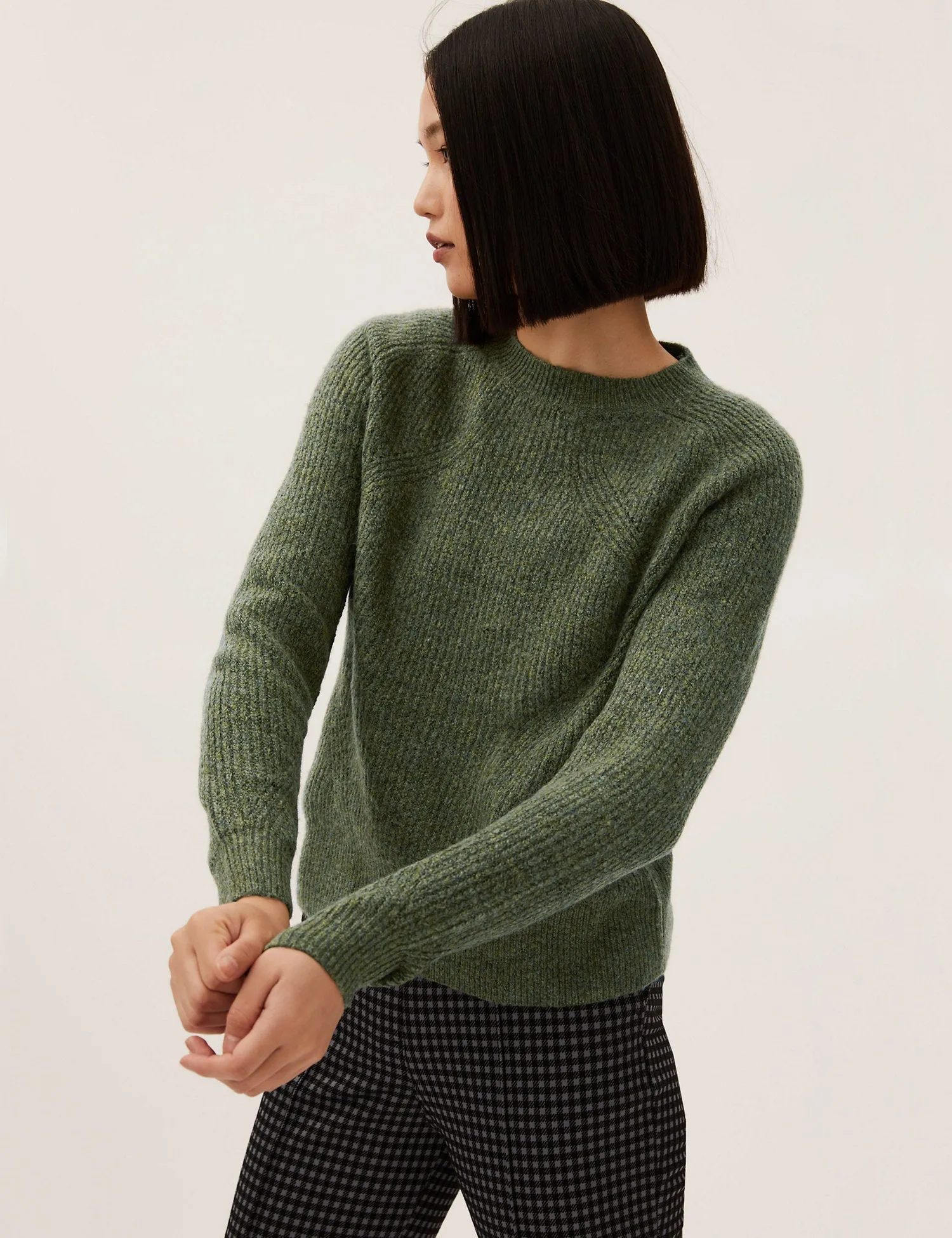 Ribbed Crew Neck Relaxed Jumper