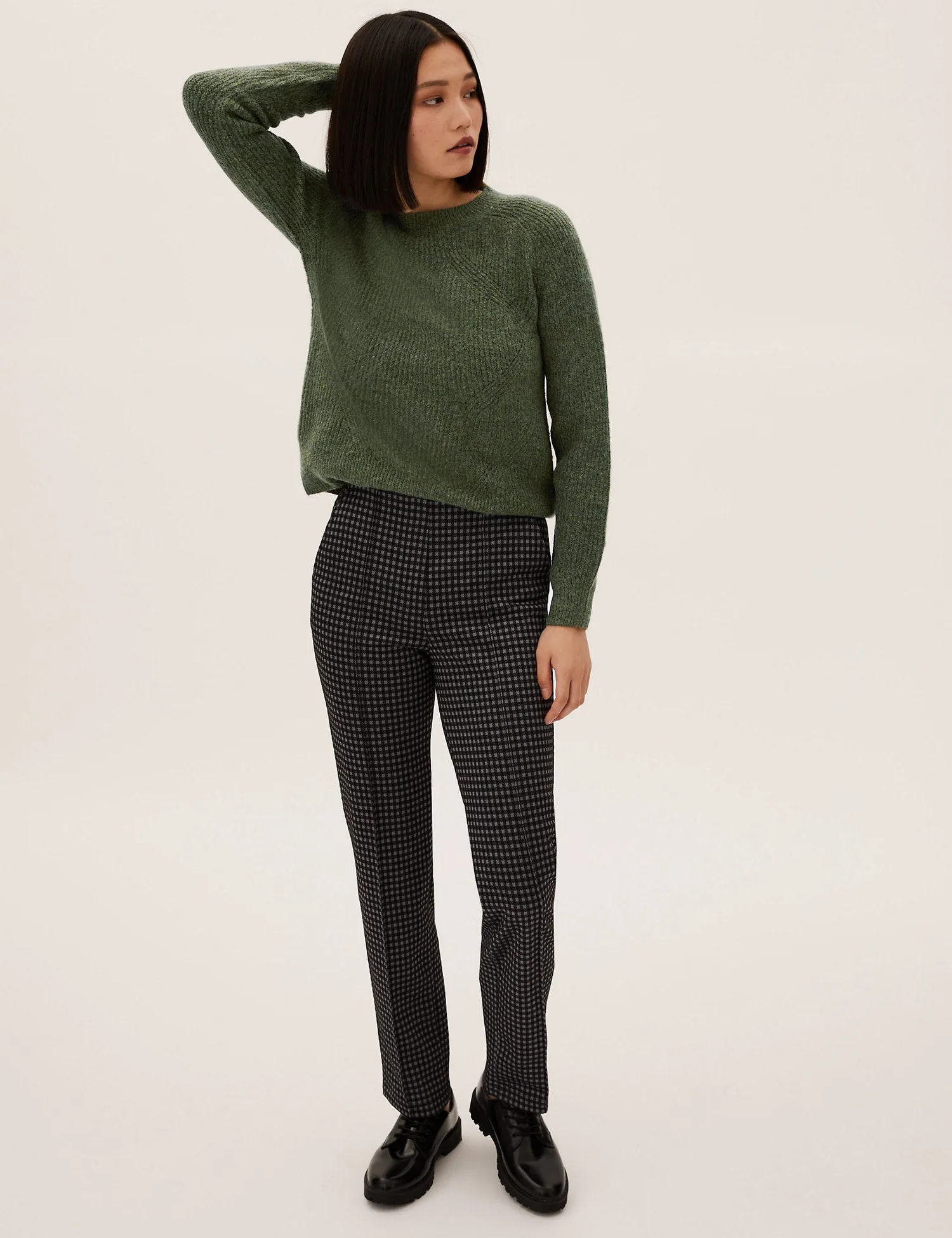 Ribbed Crew Neck Relaxed Jumper