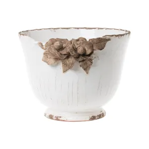 Rustic Garden White Planter w/ Flowers