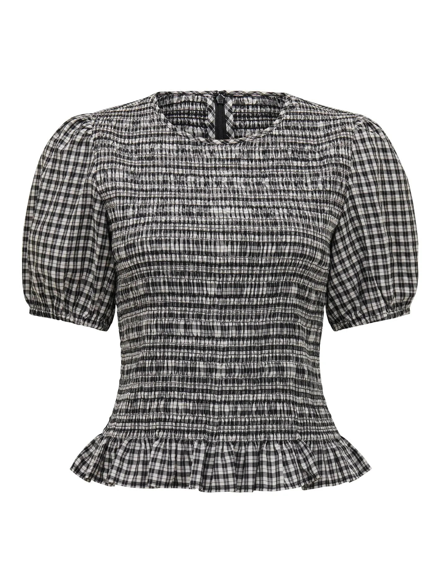 Sadie Checked Shirred Top