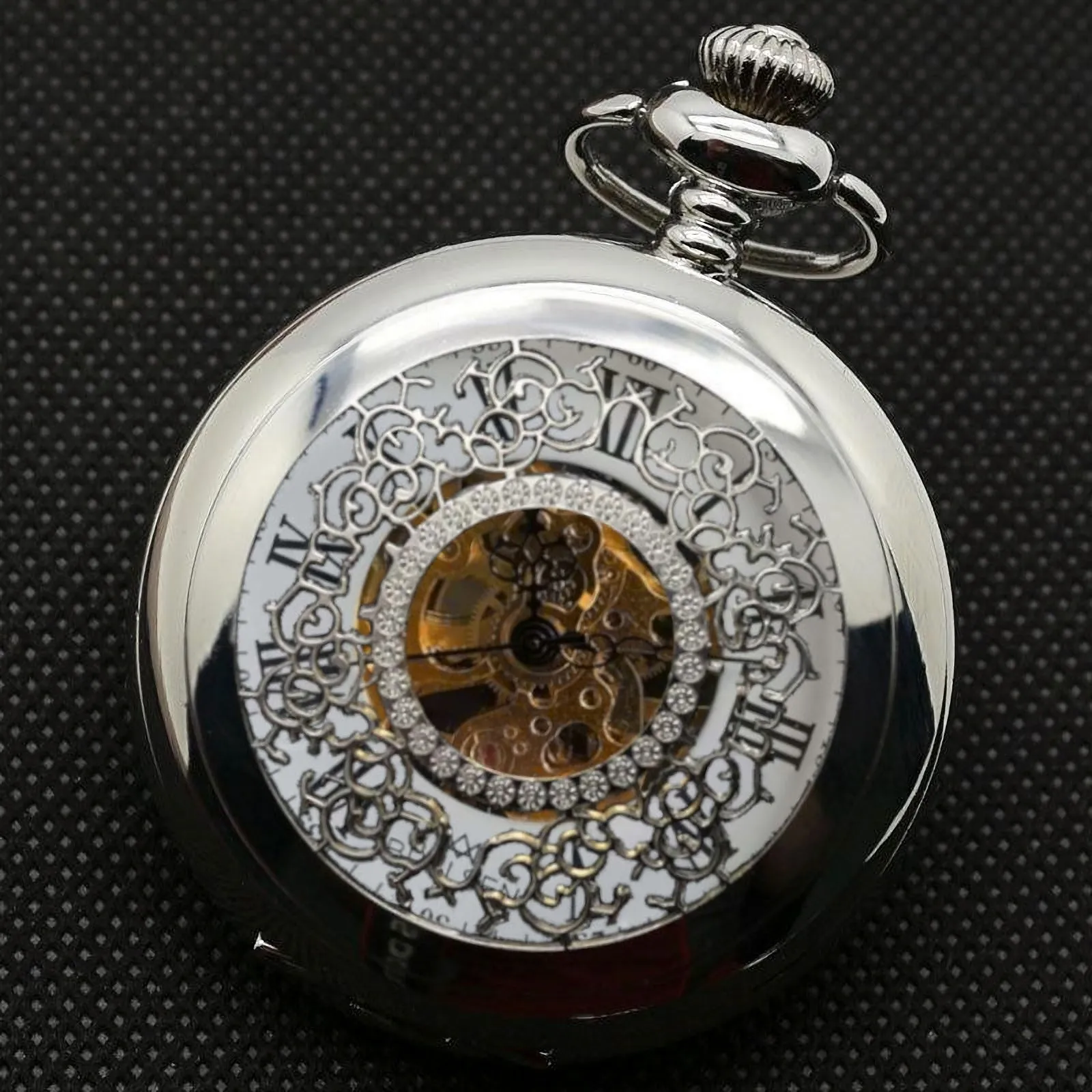 Signature Silver Mechanical Demi Pocket Watch