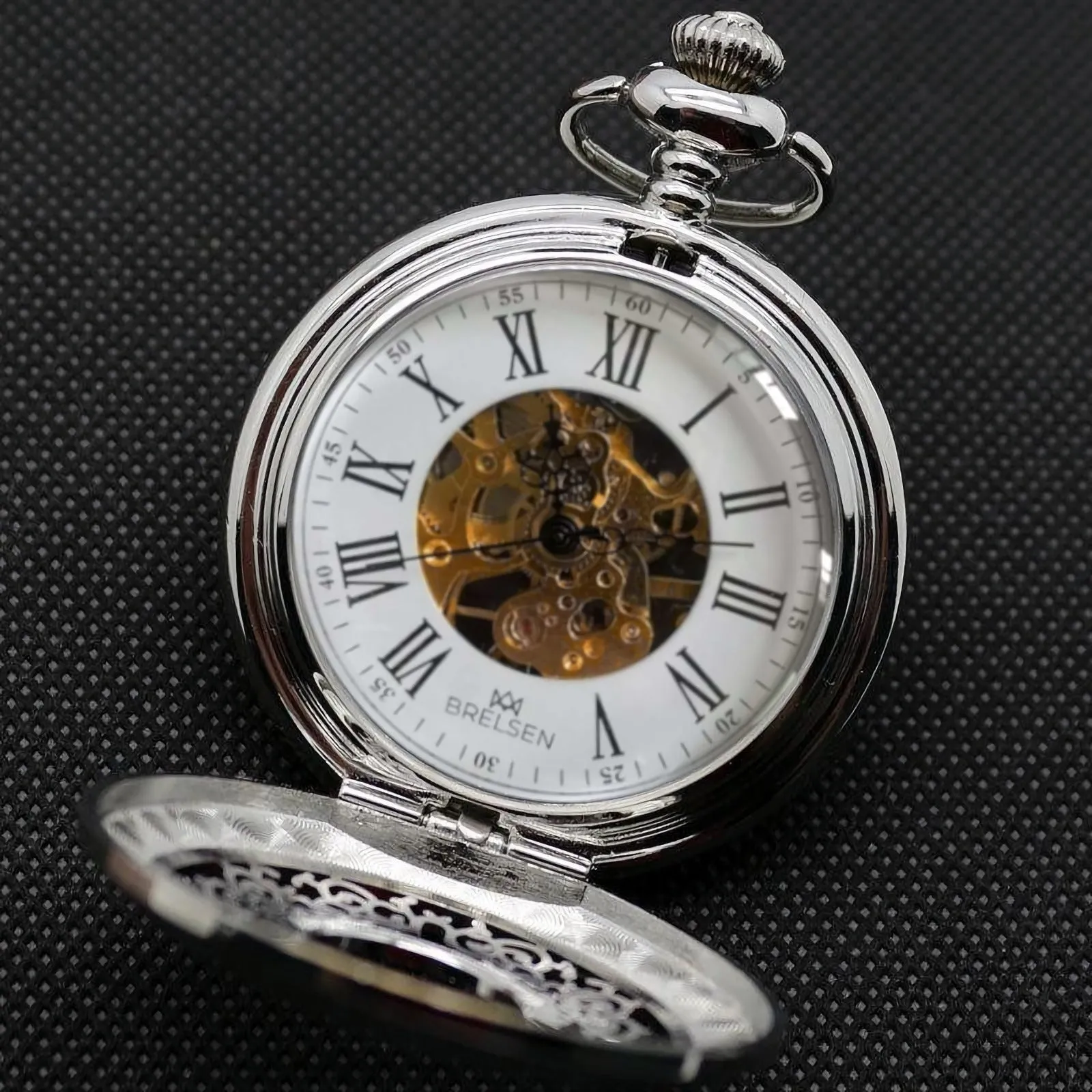 Signature Silver Mechanical Demi Pocket Watch