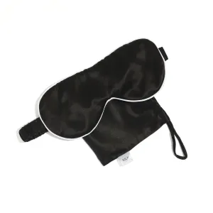 Silk Magnolia Silk Travel Eye Mask Black With White Piping