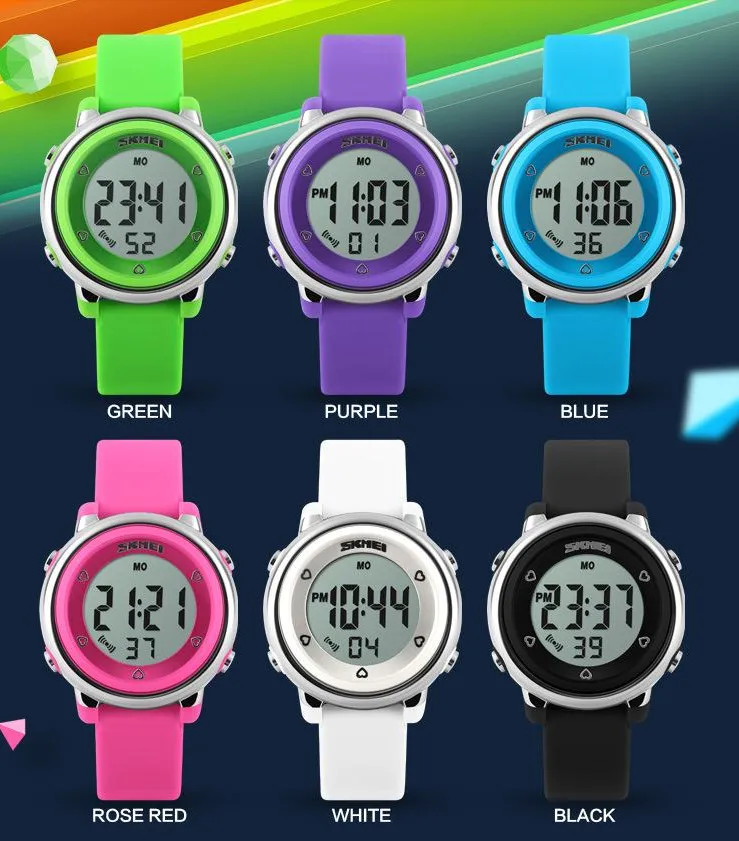 SKMEI Children watch LED Digital Sports Relojes Mujer Boys girls fashion Kids Cartoon Jelly Waterproof Relogio Feminino