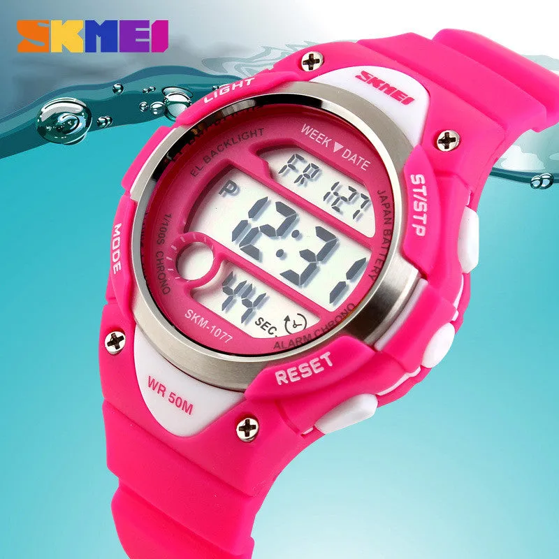 SKMEI Children Watches Cute Kids Watches Sports Cartoon Watch for Girls boys Rubber Children's Digital LED Wristwatches