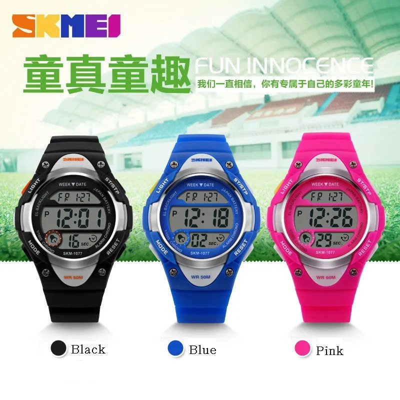 SKMEI Children Watches Cute Kids Watches Sports Cartoon Watch for Girls boys Rubber Children's Digital LED Wristwatches