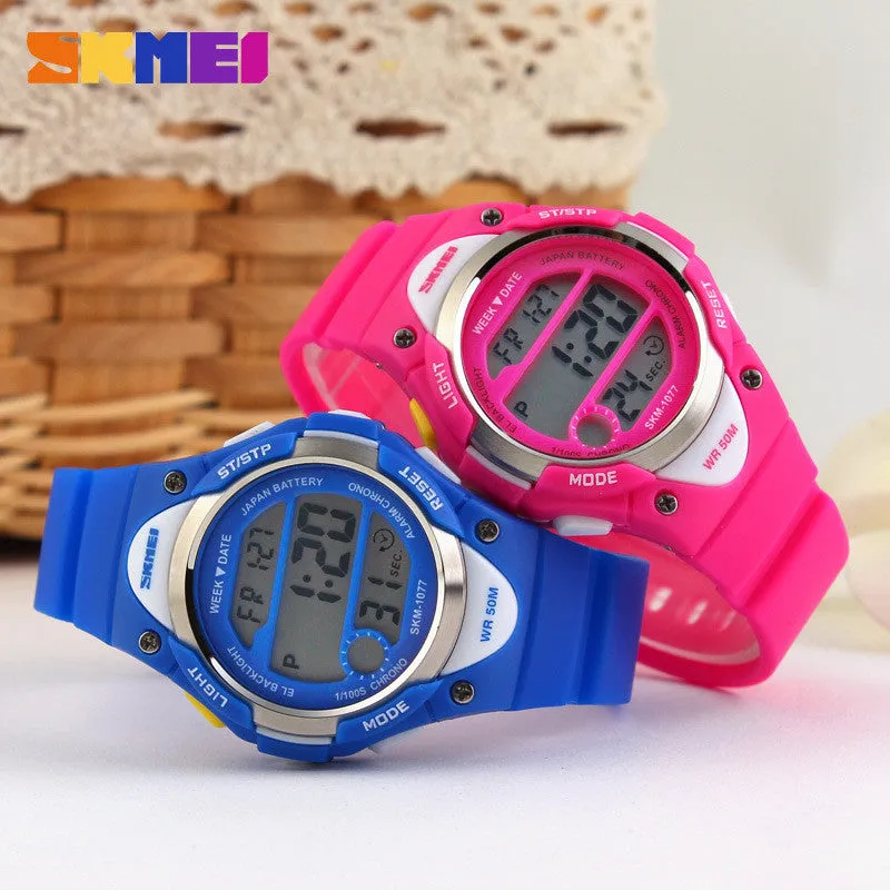 SKMEI Children Watches Cute Kids Watches Sports Cartoon Watch for Girls boys Rubber Children's Digital LED Wristwatches