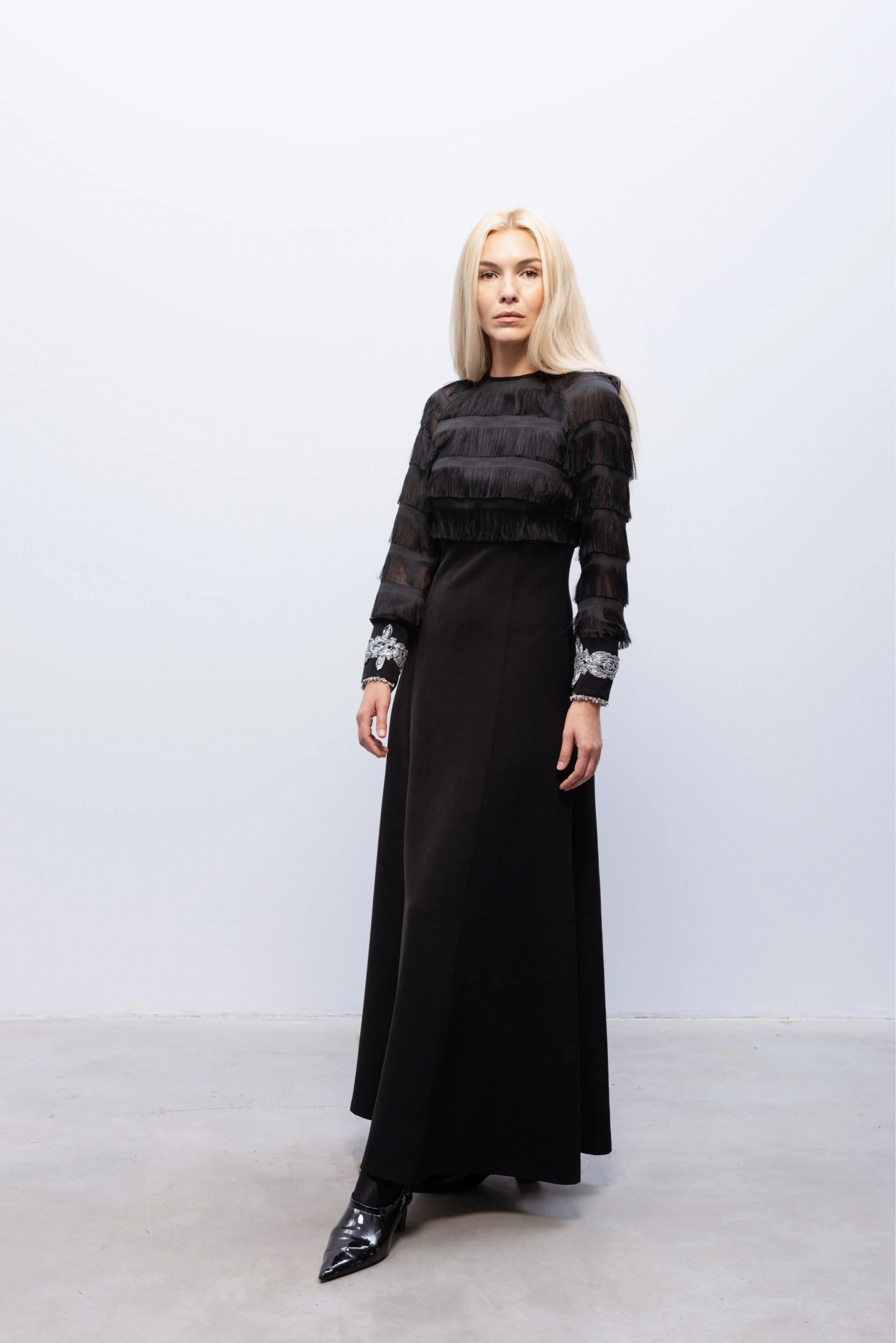 Smocked Waist Midi Dress Black