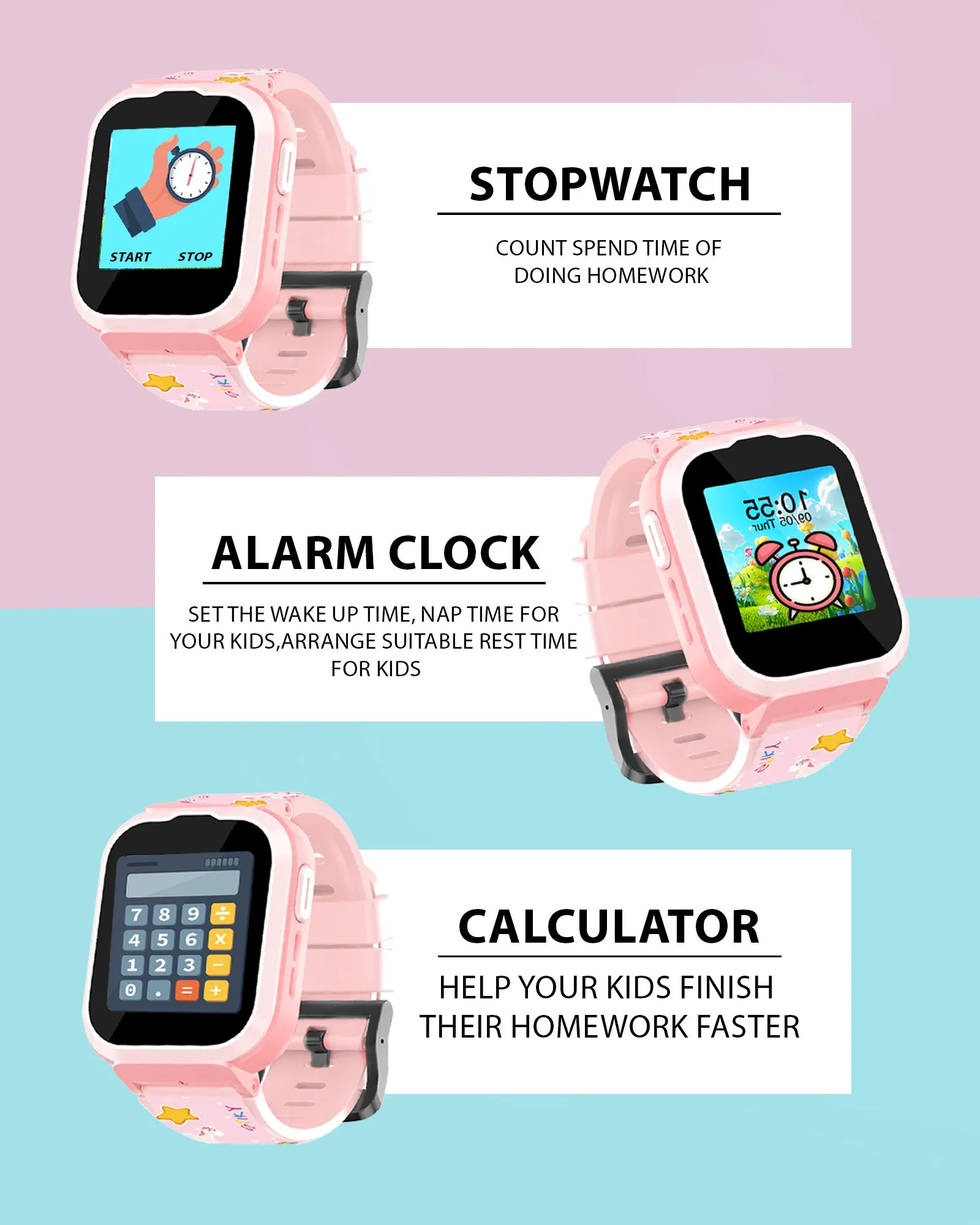 Spiky Cyclops 4g Video & Voice Calling Dewatering Waterproof Kids Smartwatch Printed strap - Pink