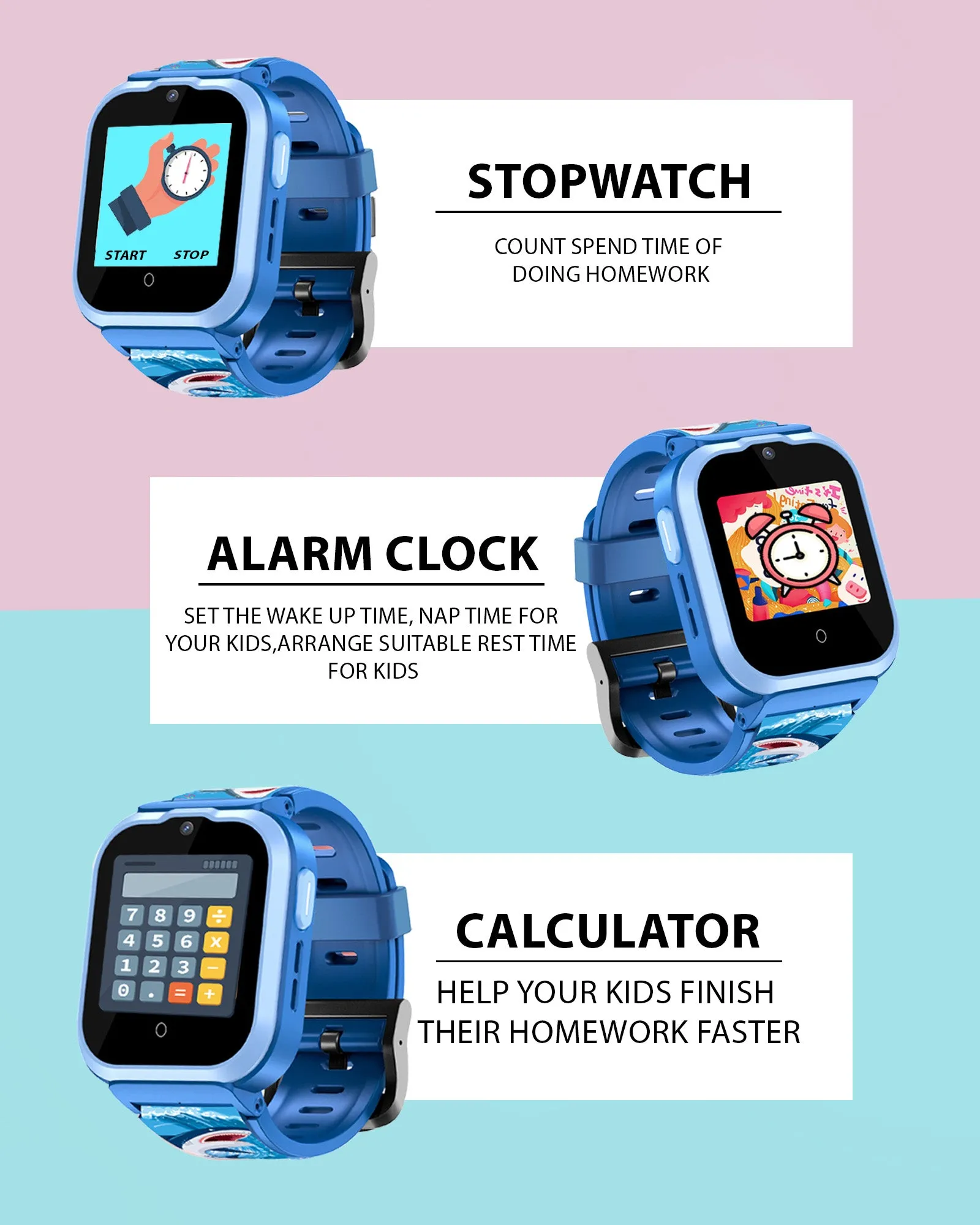 Spiky Cyclops 4g Video & Voice Calling Dewatering Waterproof Kids Smartwatch Printed strap - Pink