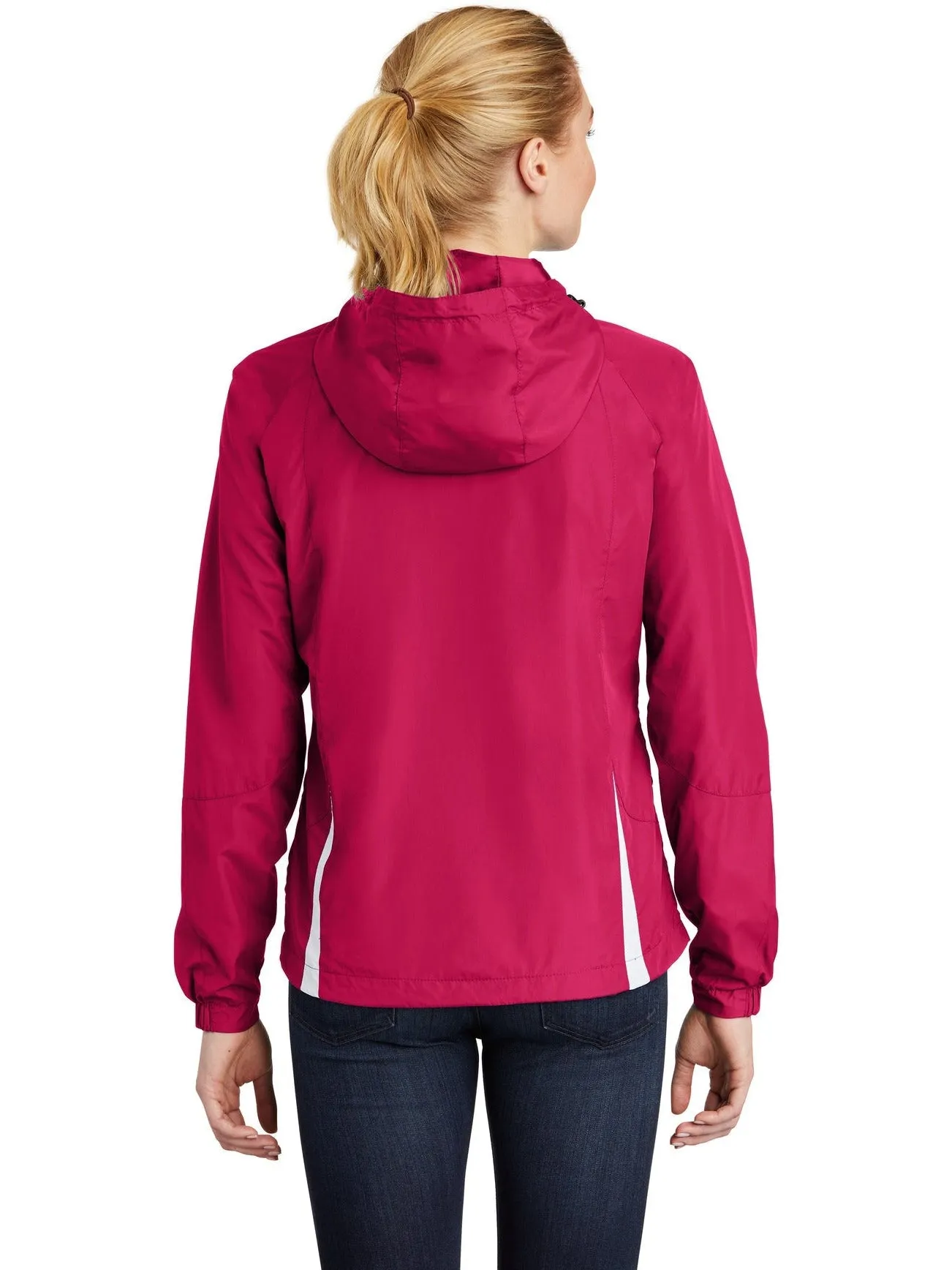 Sport-Tek Ladies Colorblock Hooded Raglan Jacket