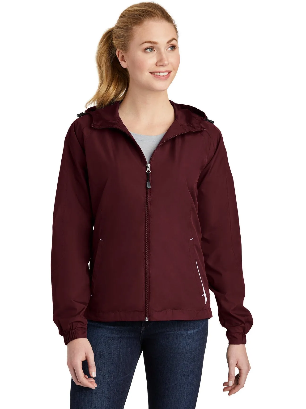 Sport-Tek Ladies Colorblock Hooded Raglan Jacket