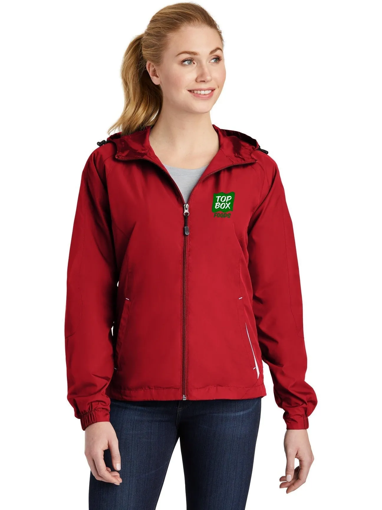 Sport-Tek Ladies Colorblock Hooded Raglan Jacket