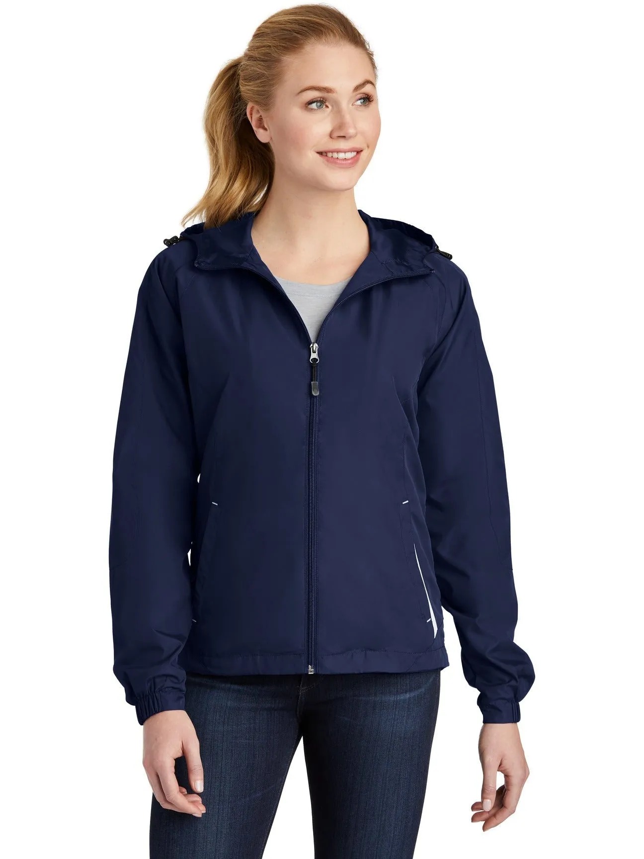 Sport-Tek Ladies Colorblock Hooded Raglan Jacket