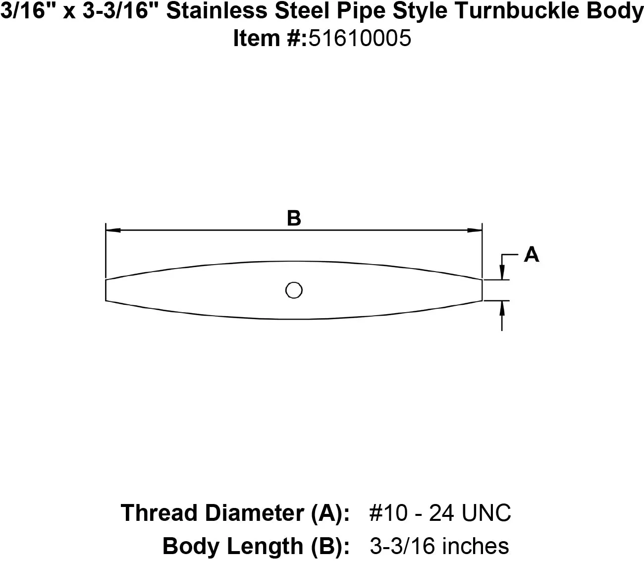 Stainless Pipe Style Turnbuckle Bodies