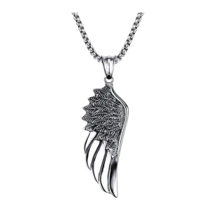 Steel Wing Pendant Necklace