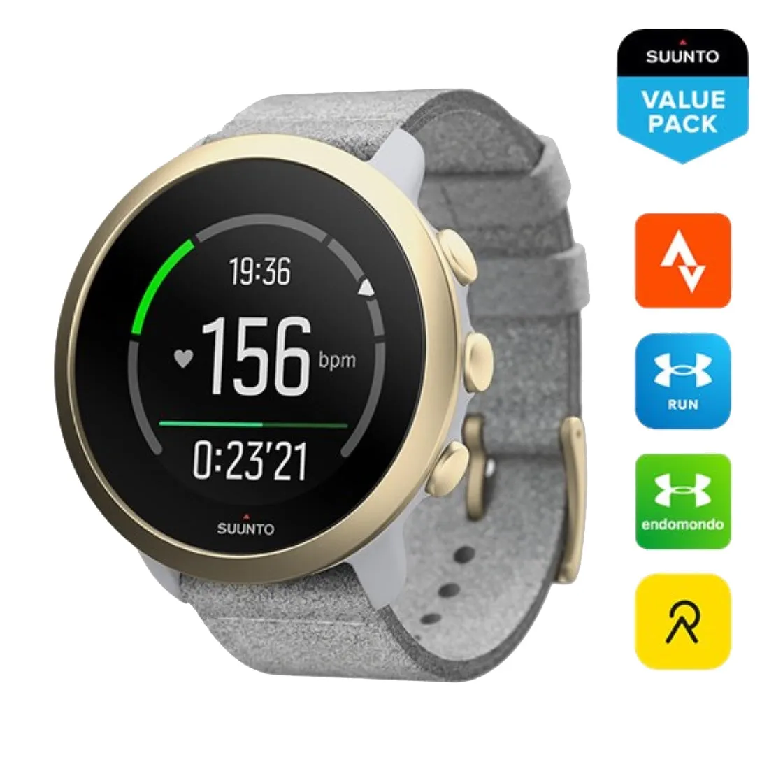 Suunto 3 Pebble White Light Gold Sports GPS Watch (SS050599000)