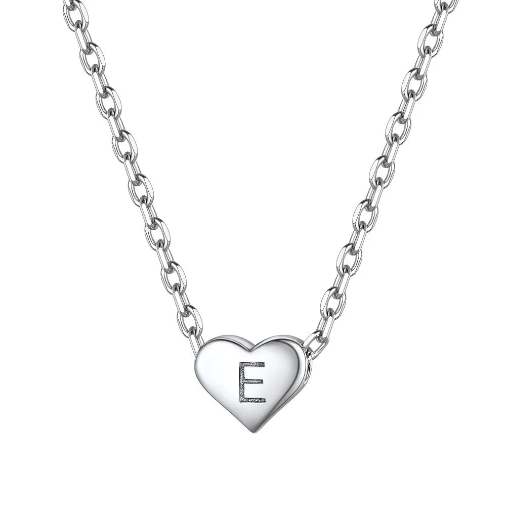 Tiny Heart Initial Necklace Alphabet a Dainty Letter Heart Pendant Choker 925 Sterling Silver