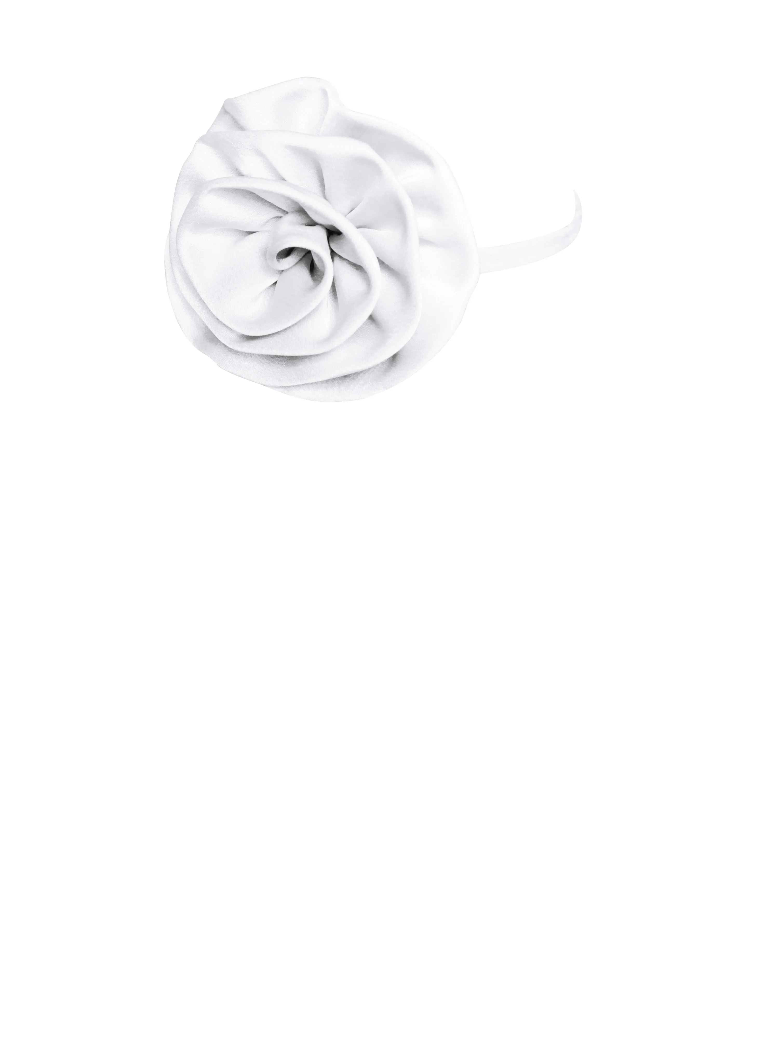 Vida White Satin Charming Rose Flower Choker