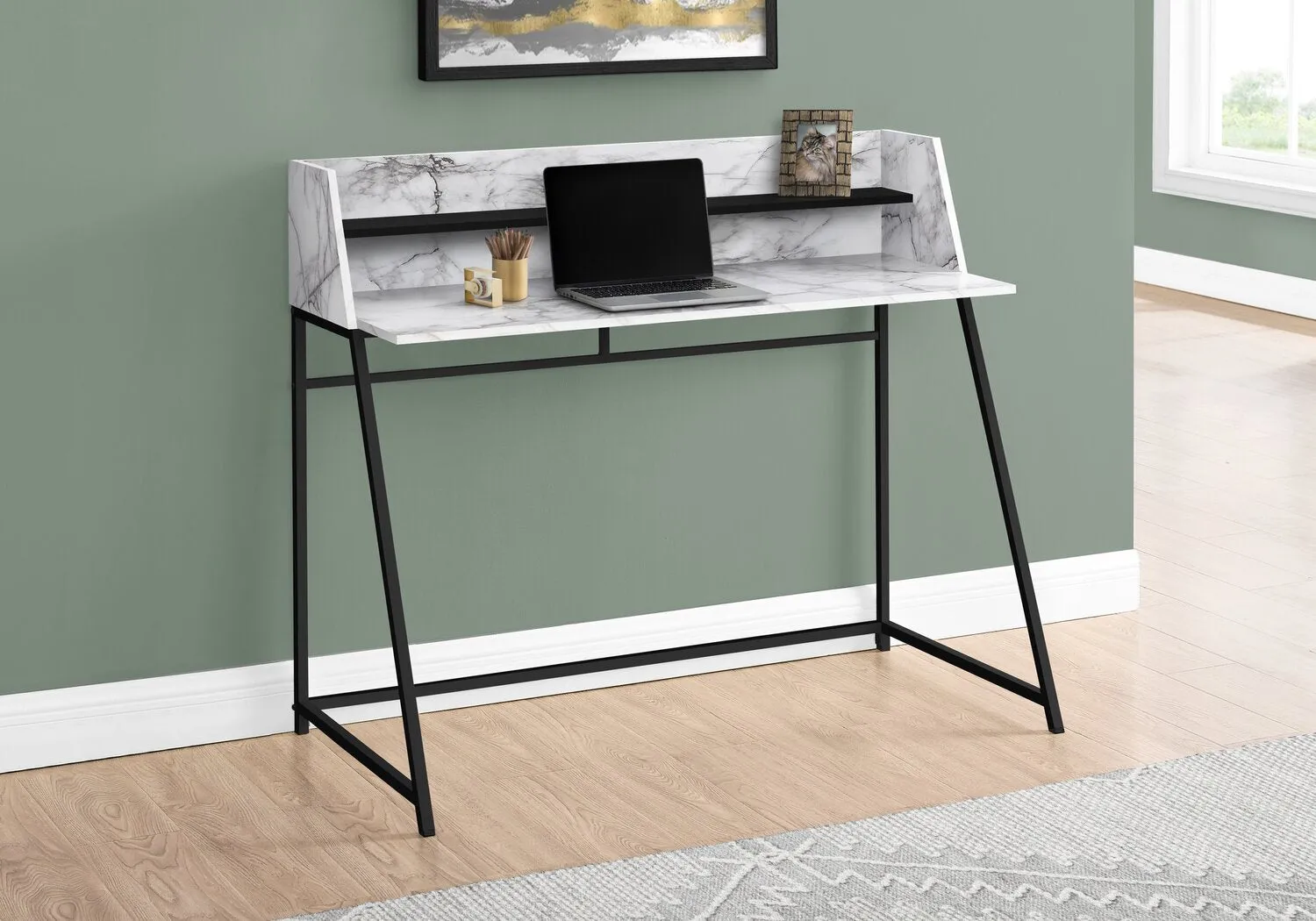 Vilas Desk - White Marble-Look