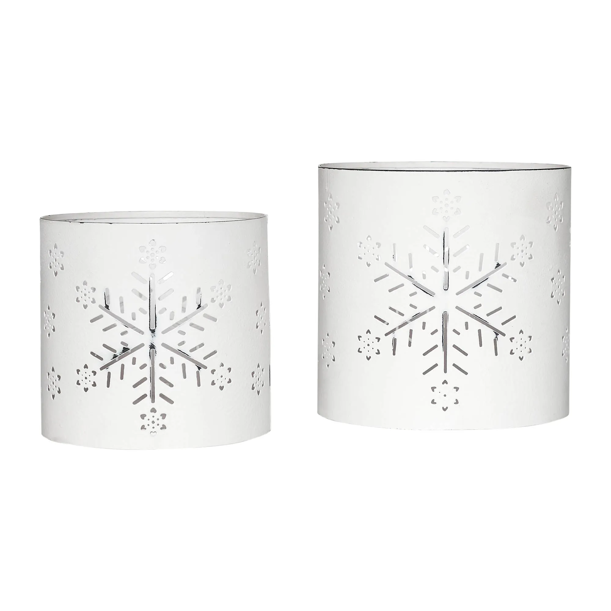 Votive Candle Holder Snowflake Antique White Set of 2