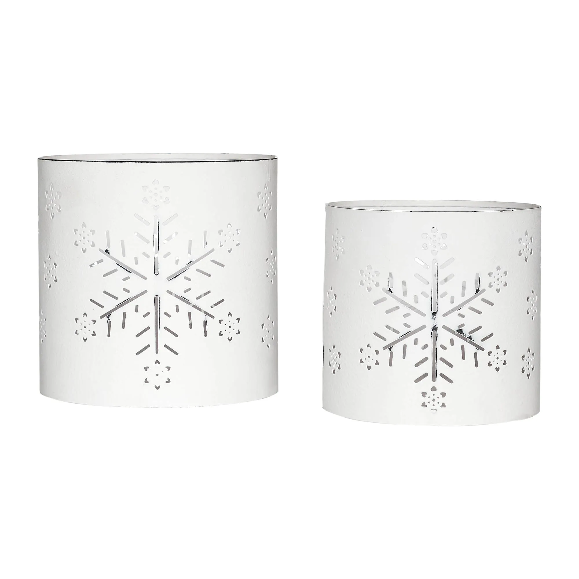 Votive Candle Holder Snowflake Antique White Set of 2